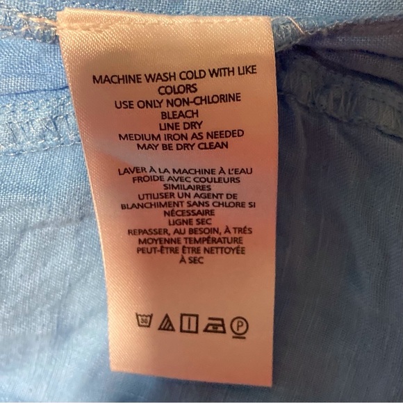 Pilcro (Anthropologie) Blue Cap Sleeve 100% Linen Blouse | Smocking | Breezy - Picture 5 of 10